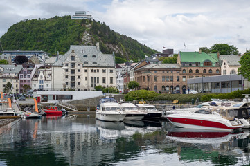 Fototapeta na wymiar Boat marina at Alesund, Norway.