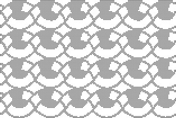 Halftone round black seamless background gene curve spiral cross