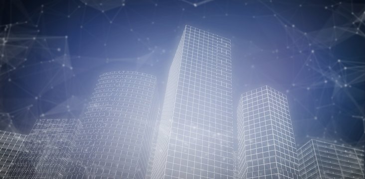 Composite image of digital city 3d