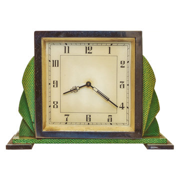 Vintage art deco alarm clock isolated on white