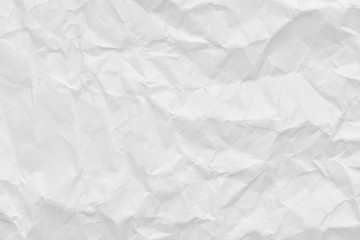 White crumpled paper background and texture, Wrinkled creased paper white abstract