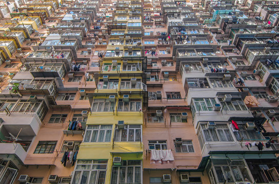 Very Crowded but colorful building group  in Tai Koo, Hongkong.