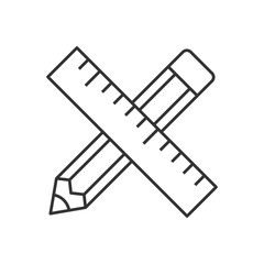Pencil and ruler linear icon