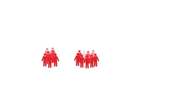Motion video of three crowds of people getting bigger