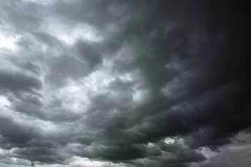 Papier Peint photo Lavable Ciel Dark sky and black clouds before rainy, Dramatic black cloud and thunderstorm
