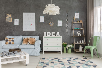 Cheerful room with letters