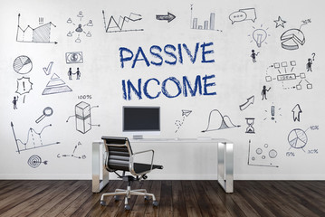 PASSIVE INCOME | Desk in an office with symbols