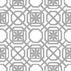 Halftone round black seamless background octagon cross geometry flower