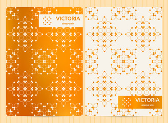 A4 size cards in golden color with lines and dots. Vector luxury templates for restaurant menu, flyer, greeting card, brochure, book cover and any other decoration.
