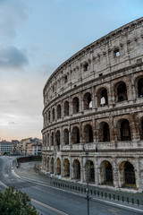 Fototapeta na wymiar Ring road and wall of the Colosseum, Rome