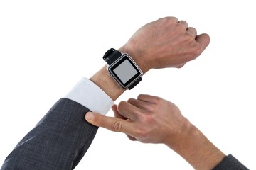 Hand of businessman wearing smart watch