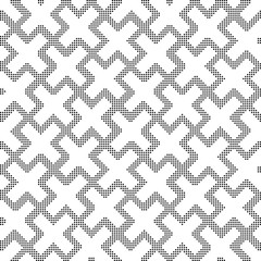 Halftone round black seamless background cross geometry lattice