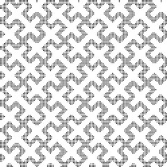 Halftone round black seamless background double cross square lattice