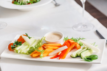 fresh vegetables with sauce