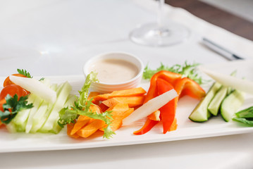 fresh vegetables with sauce