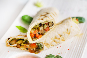 tortilla wrap with sauce