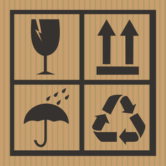 Warning Symbol cardboard box, vector, flat design, elements