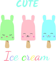 cartoon cute ice cream with funny face