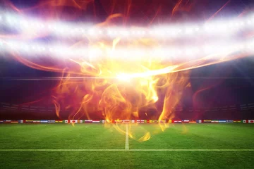 Crédence de cuisine en verre imprimé Flamme Image composite de boule de feu 3d