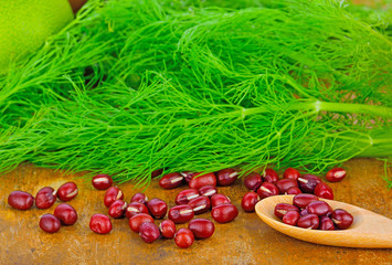 Red azuki beans background.