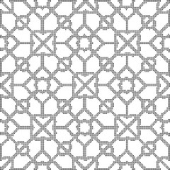 Halftone round black seamless background cross check geometry kaleidoscope