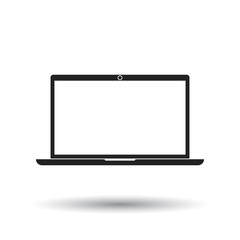 Laptop icon. Flat vector illustration. Laptop sign symbol with shadow on white background.