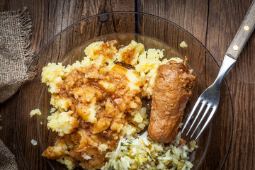 Tasty roulades beef on plate.