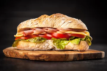 Wandaufkleber Delicious ciabatta sandwich © George Dolgikh