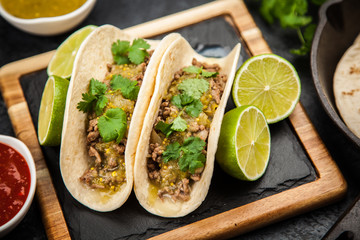 Mexican tacos with beef