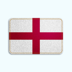 National flag of England with denim texture and orange seam. Realistic image of a tissue made in vector illustration.