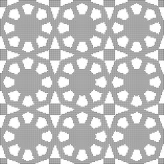 Halftone round black seamless background octagon square cross star