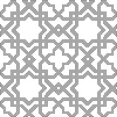 Fototapeta premium Halftone round black seamless background star check cross geometry