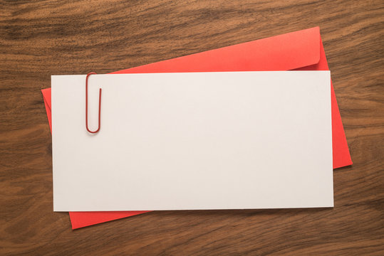 Envelope on a wood table