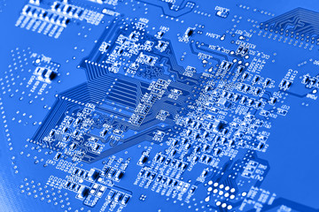 Electronic circuit board close up.