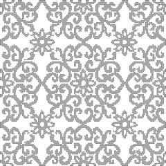 Halftone round black seamless background curve cross spiral flower