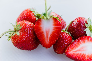 Red strawberry  on white background