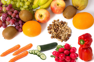 vegetables and fruits with nuts
