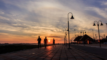 Morning at a park near the Khong river in Bueng Kan district, Thailand.