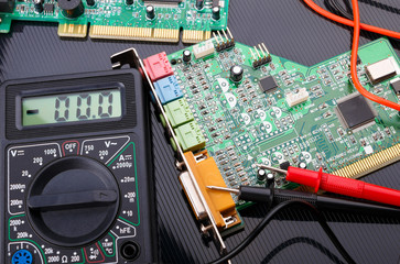 electronic circuit boards and digital multimeter