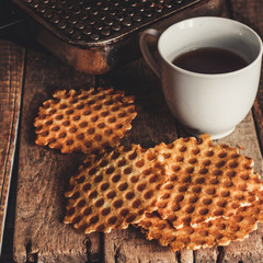 Homemade waffles (cookies) and waffle irons