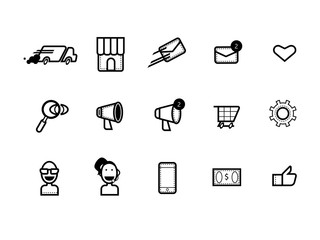 Icon set for online shop website vector logo.
