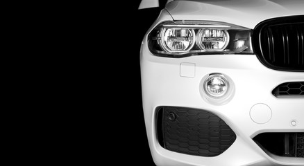 Obraz na płótnie Canvas Front view of modern luxury sport car white exterior