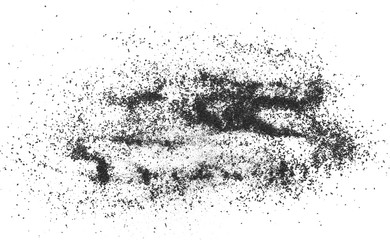 Black powder coal dust, isolated on white background
