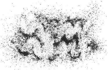 Black powder coal dust, isolated on white background
