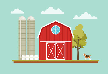 Rural landscape with a barn house © Nataliya Dolotko