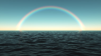 Colorful rainbow over the sea in the afternoon