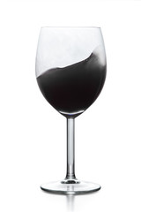 Black liquid in wine glass