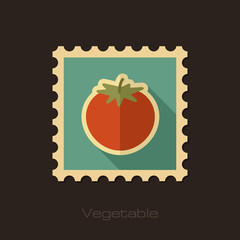 Tomato flat stamp. Vegetable vector