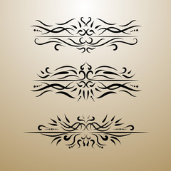 Vintage decor elements vector set. Wicker lines dividers. Floral calligraphic elegant ornament
