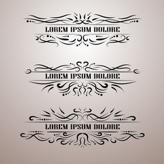 Vintage decor elements vector set. Wicker lines calligraphic elegant ornament. Restaurant Menu, Quotes, Greeting cards, Certificate and other.